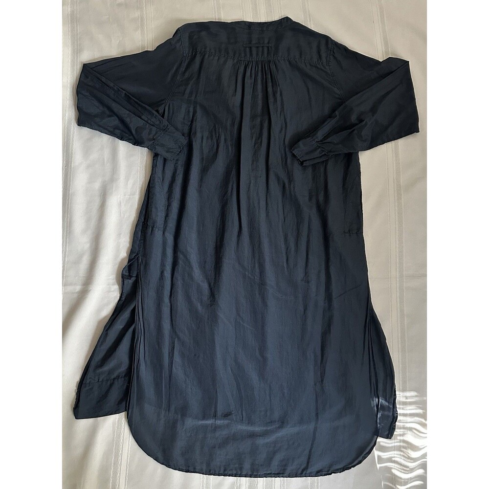 CP Shades Blue Long/Midi Dress in Cotton-Silk Blend with V-Neck and Pockets SZ L - Picture 11 of 16